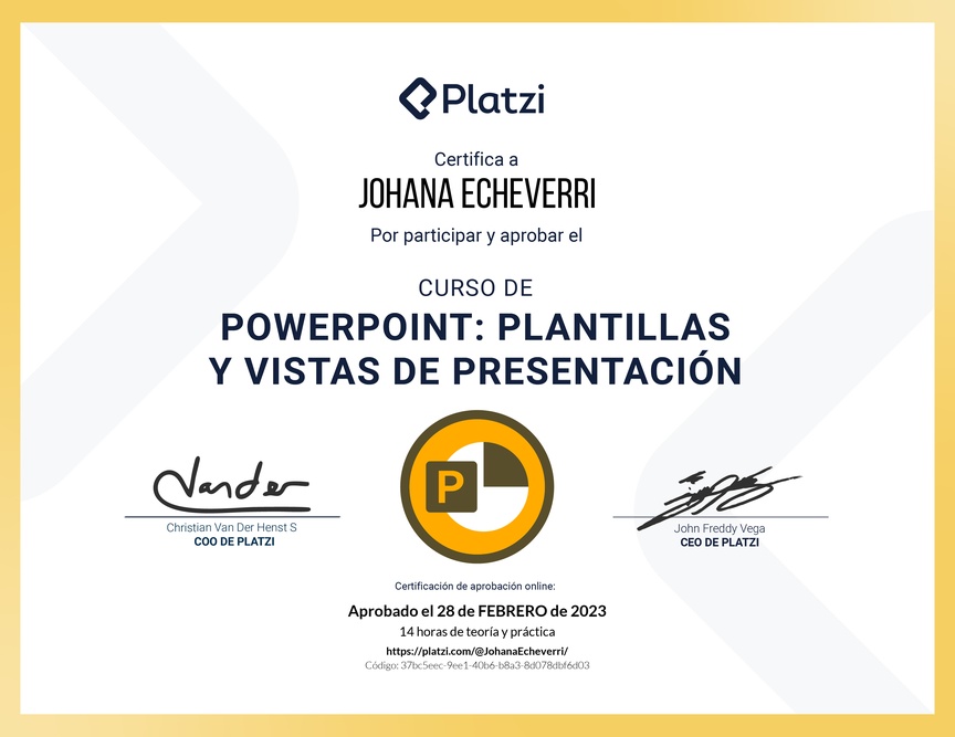 Diploma del Curso de PowerPoint: Plantillas y Vistas de Presentación