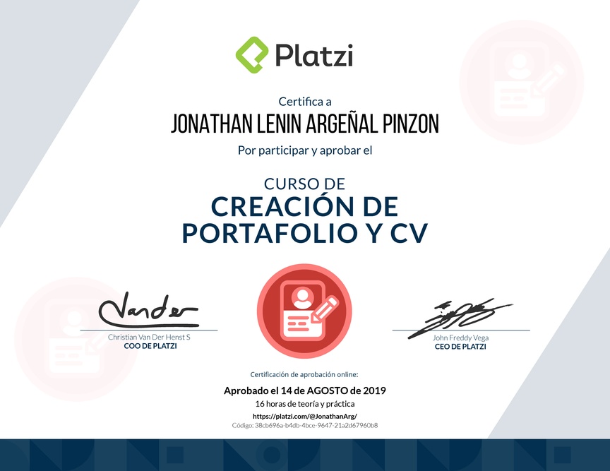 Diploma del Curso de Creación de Portafolio y CV
