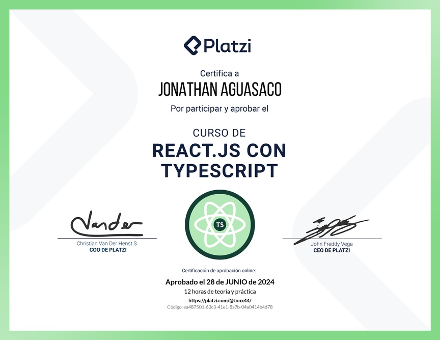 Diploma del Curso de React.js con TypeScript