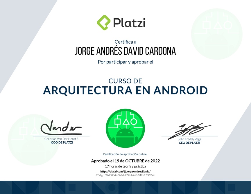 Diploma del Curso de Arquitectura de Android