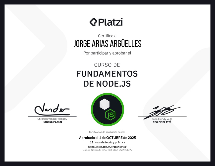 Diploma del Curso de Fundamentos de Node.js