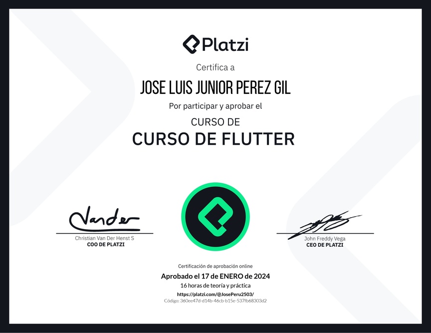 Diploma del Curso de Flutter