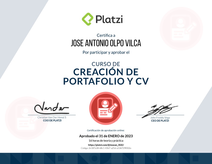 Diploma del Curso de Creación de Portafolio y CV