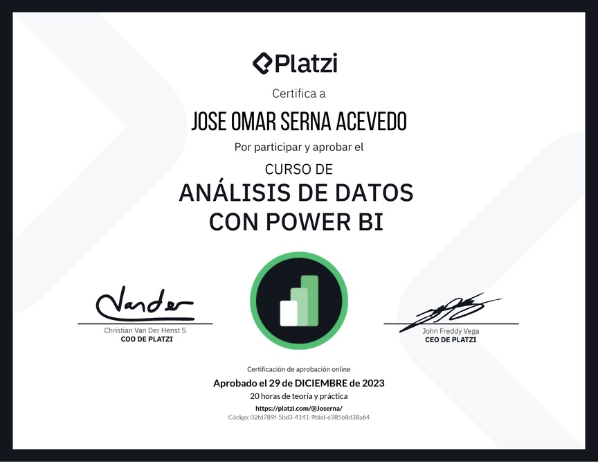 Diploma del Curso de Análisis de Datos con Power BI