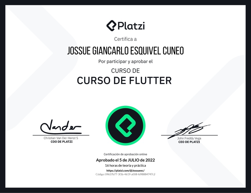 Diploma del Curso de Flutter