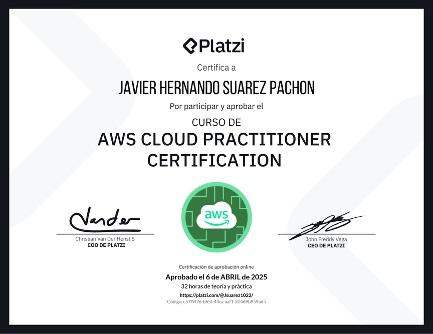 Diploma del Curso AWS Cloud Practitioner Certification