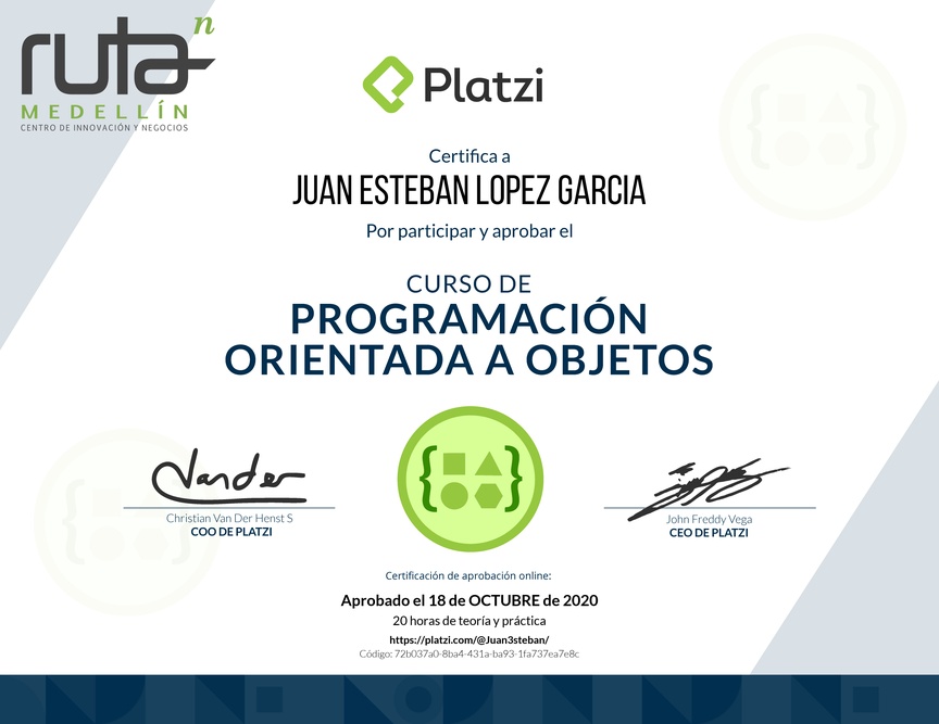 Diploma del Curso de Programación Orientada a Objetos: POO