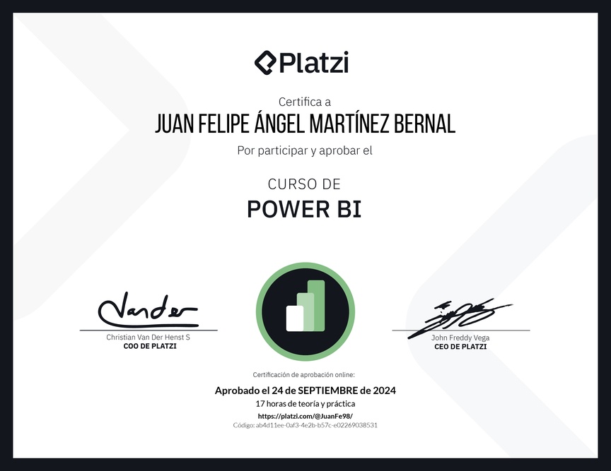 Diploma del Curso de Power BI