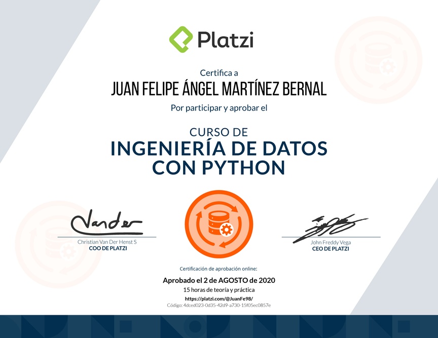 Diploma del Curso de Ingeniería de Datos con Python