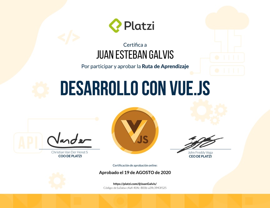 Diploma de la Ruta de Aprendizaje de Frontend a profundidad con Vue.js