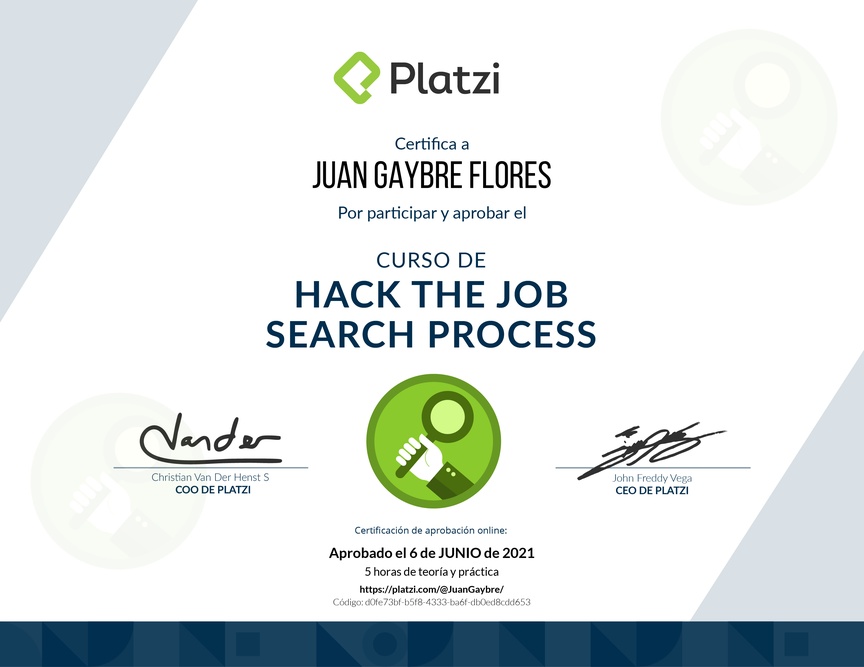 Diploma de Hack the Job Search Process