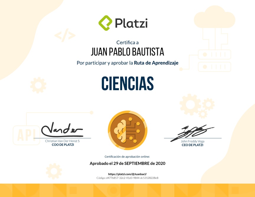 Diploma de la Ruta de Aprendizaje de Ciencias