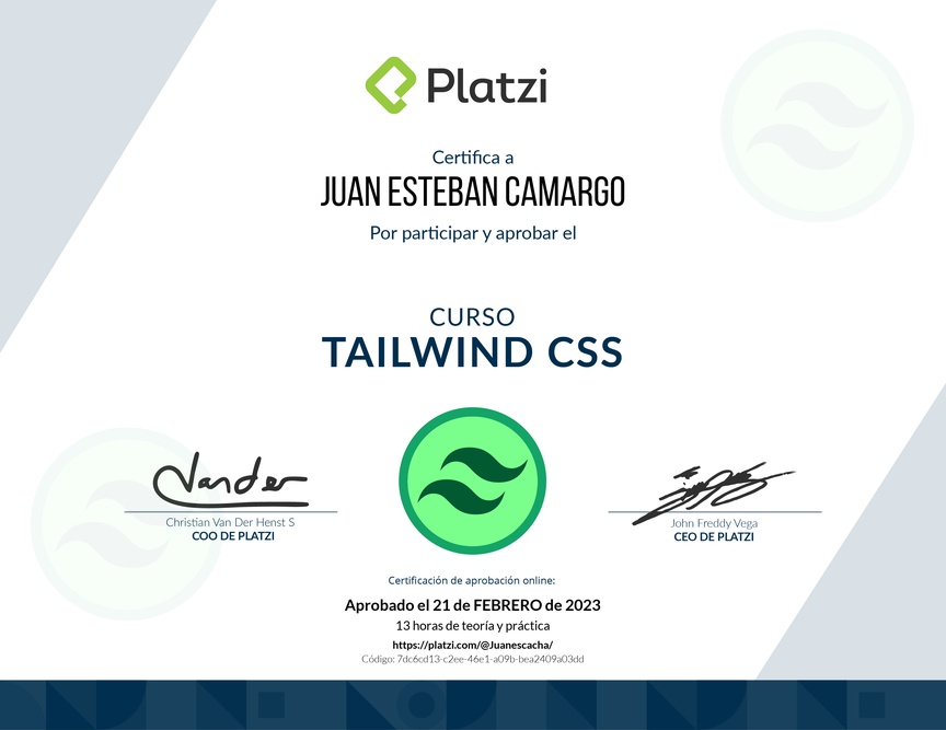 Diploma del Curso de Tailwind CSS 1