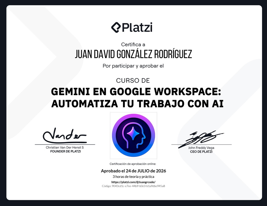Diploma del Curso de Gemini en Google Workspace