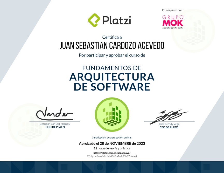 Diploma de Fundamentos de Arquitectura de Software (2018)