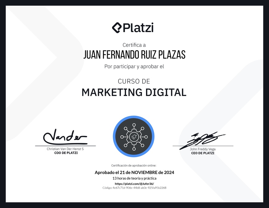 Diploma del Curso de Marketing Digital