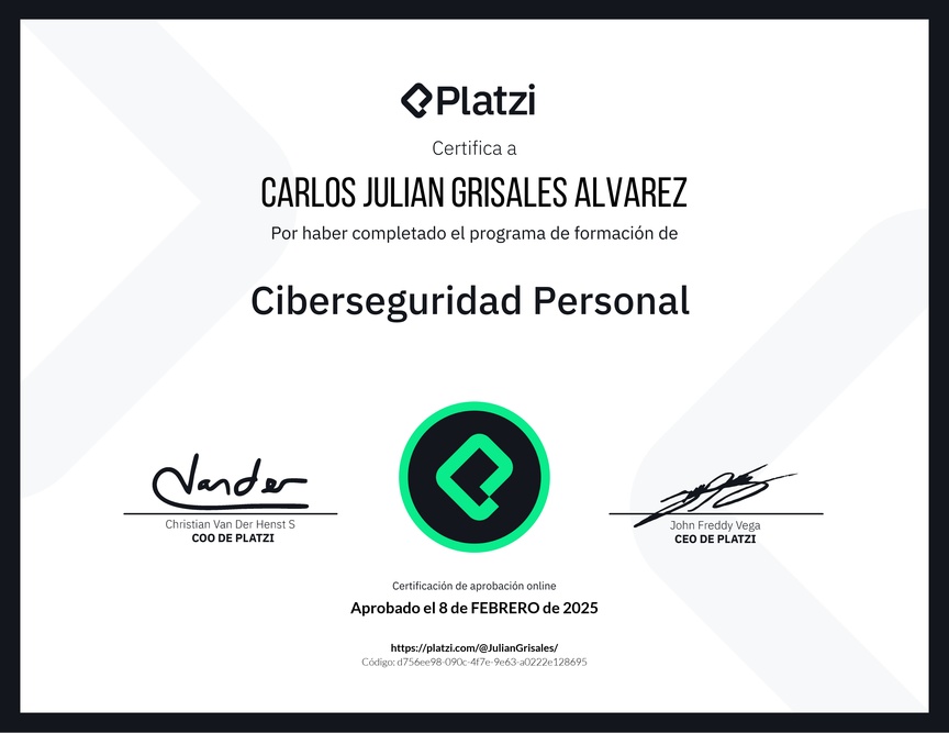 Diploma de la Ruta de Aprendizaje de Ciberseguridad Personal