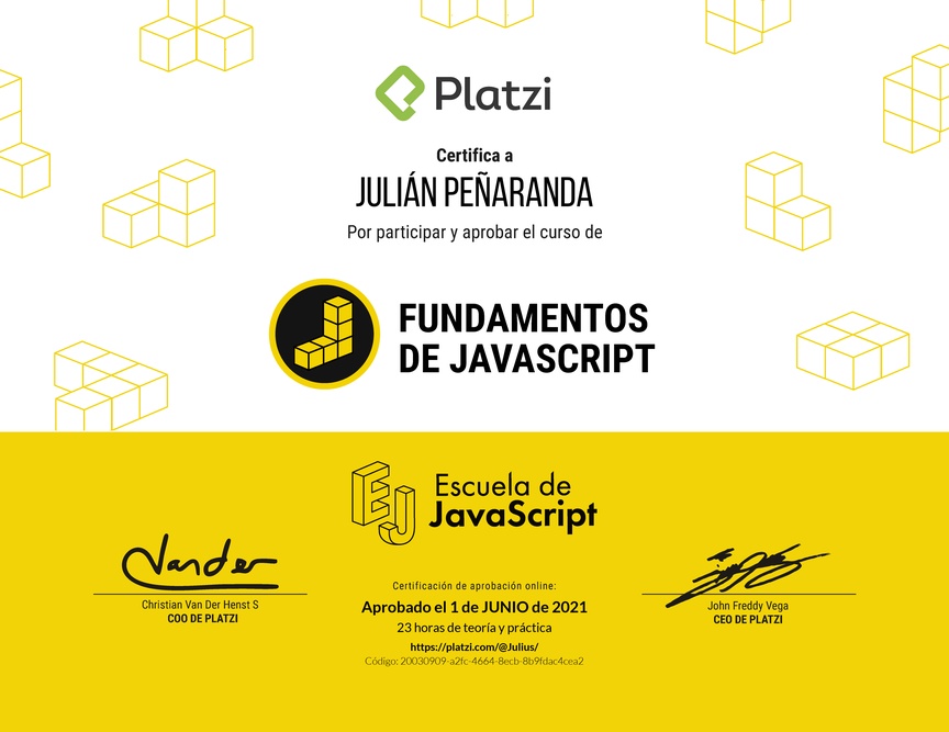 Diploma de Fundamentos de JavaScript 2018