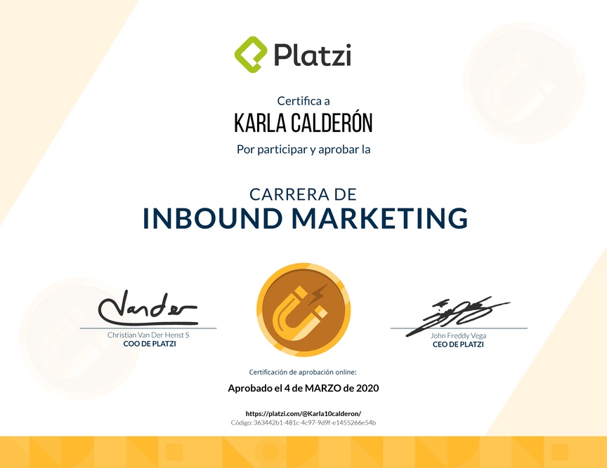 Diploma de la Ruta de Aprendizaje de Inbound Marketing