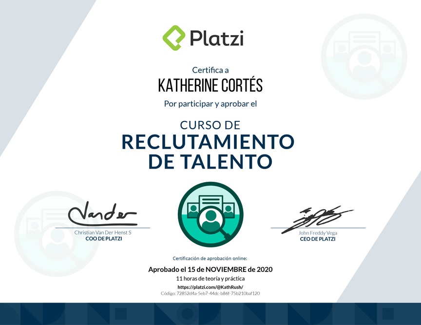 Diploma del Curso de Reclutamiento de Talento