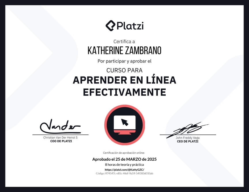 Diploma del Curso para Aprender en Línea Efectivamente