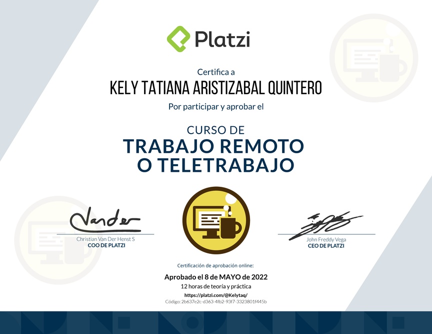 Diploma del Curso de Trabajo Remoto para Gestionar el Cambio Organizacional