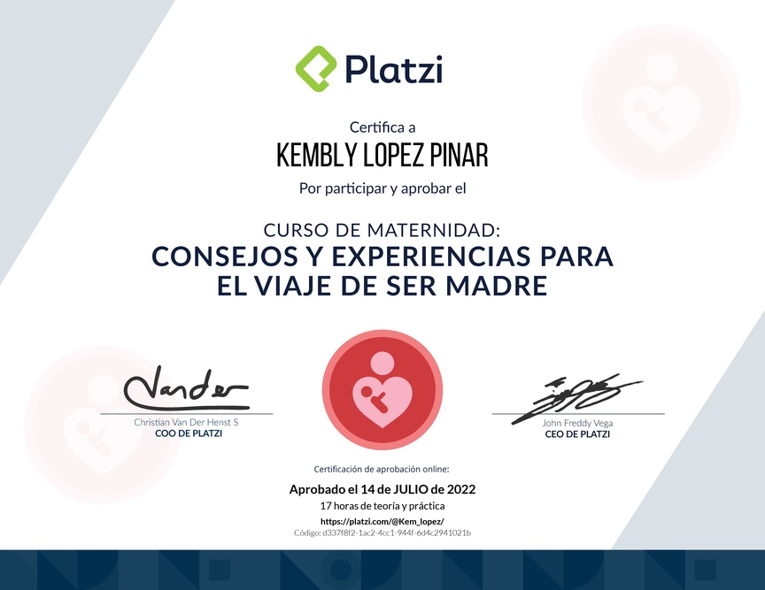 Diploma del Curso de Maternidad: Consejos y Experiencias para el Viaje de ser Madre
