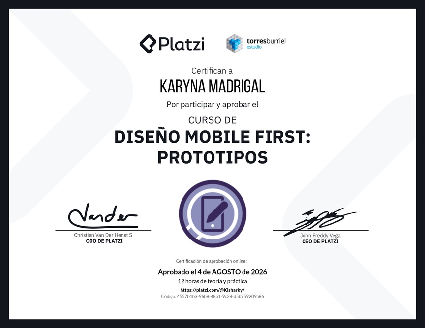Diploma del Curso de Diseño Mobile First: Prototipos