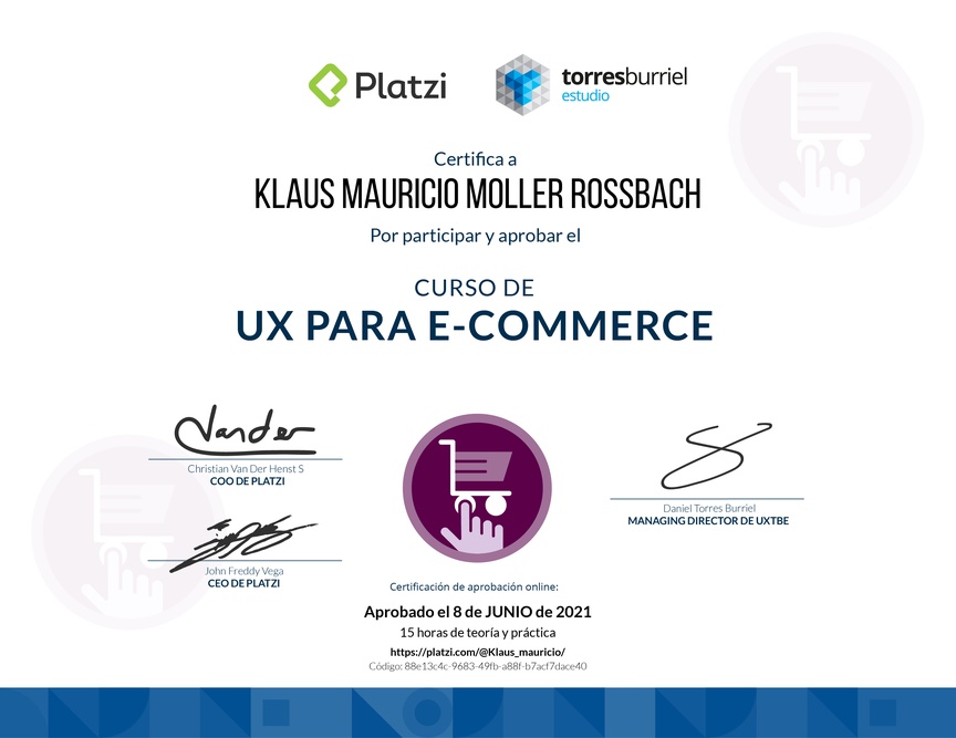 Diploma del Curso de UX para E-Commerce