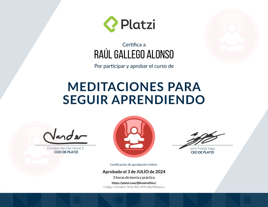 Diploma de Audiocurso de Meditación