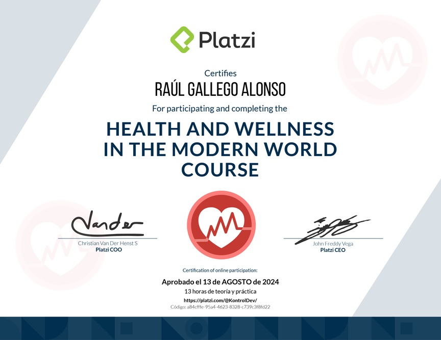 Diploma del Curso de Salud y Bienestar en el Mundo Actual