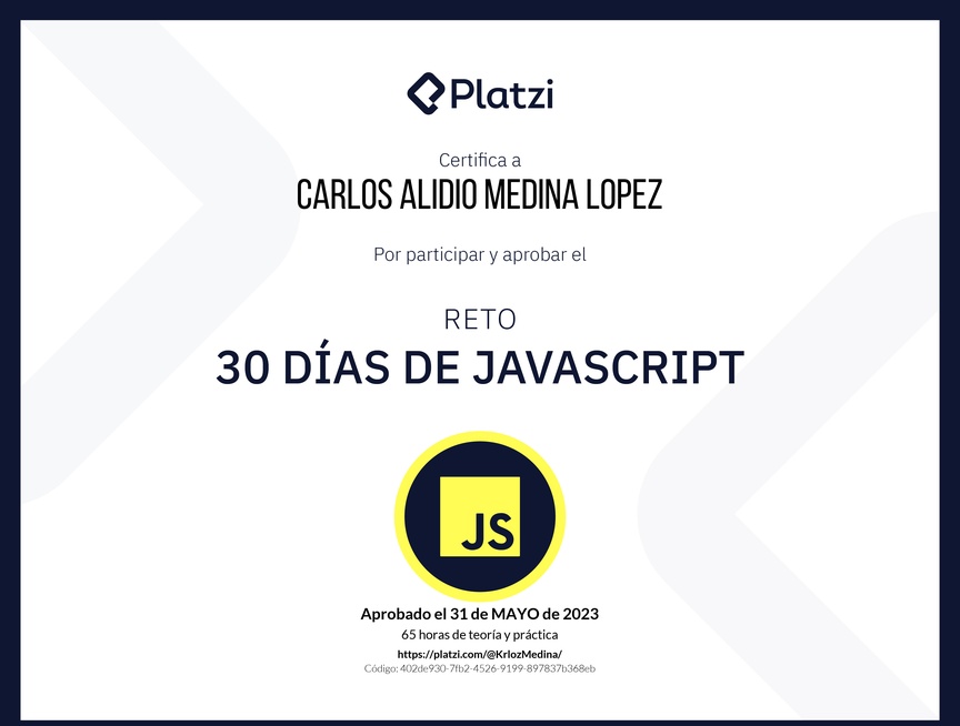 Diploma de 30 días de JavaScript