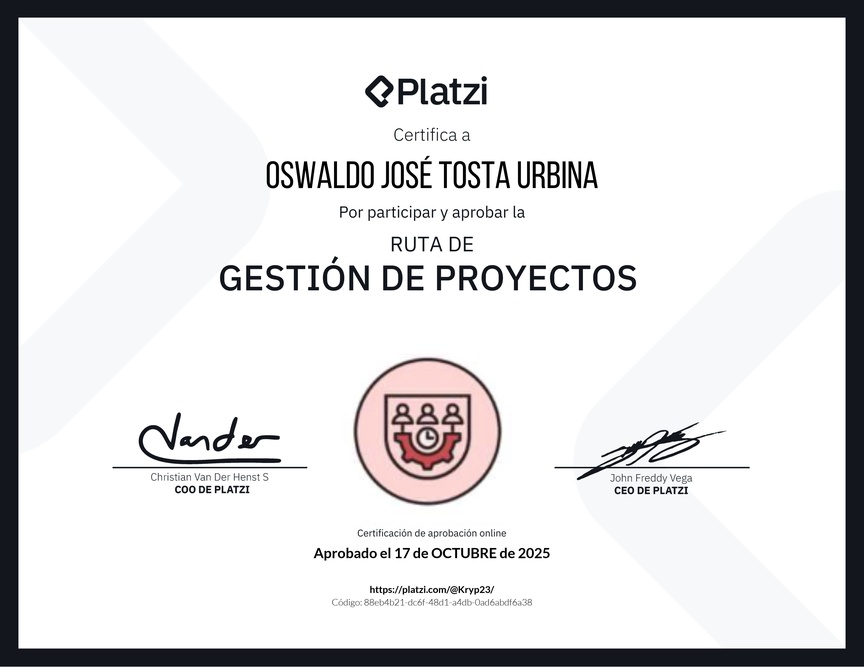 Diploma de la Ruta de Aprendizaje de Gestión de proyectos