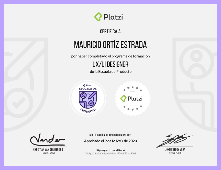 Diploma de la Ruta de Aprendizaje de Trabaja como UX/UI Designer