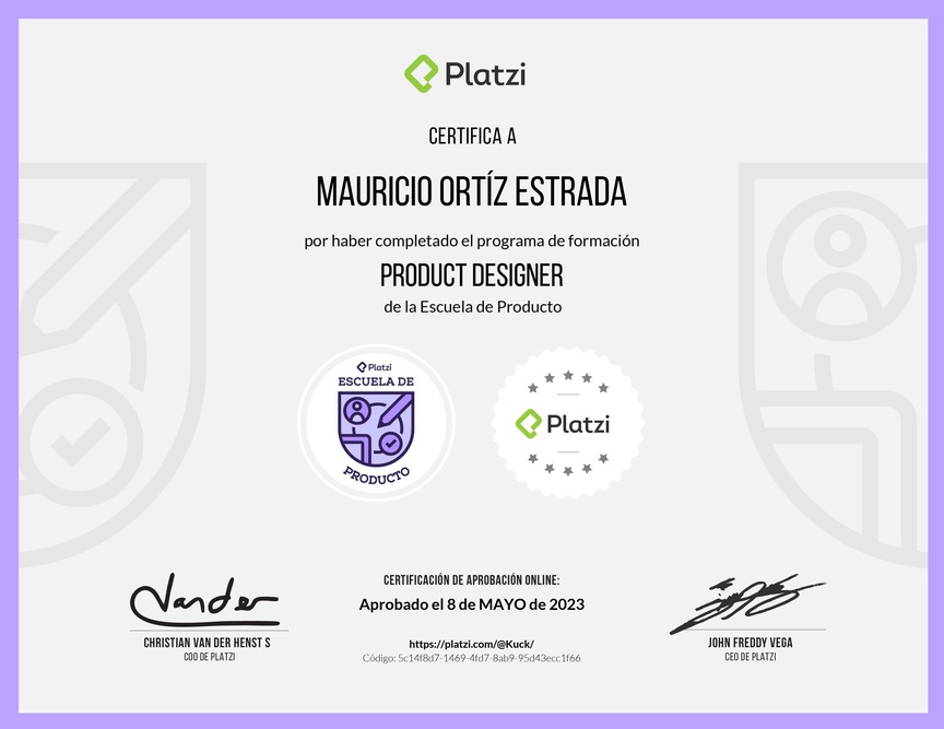 Diploma de la Ruta de Aprendizaje de Product Designer