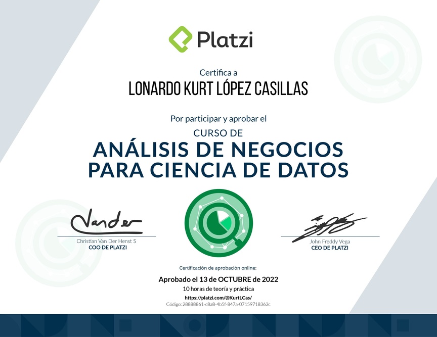 Diploma del Curso de Análisis de Negocios para Ciencia de Datos