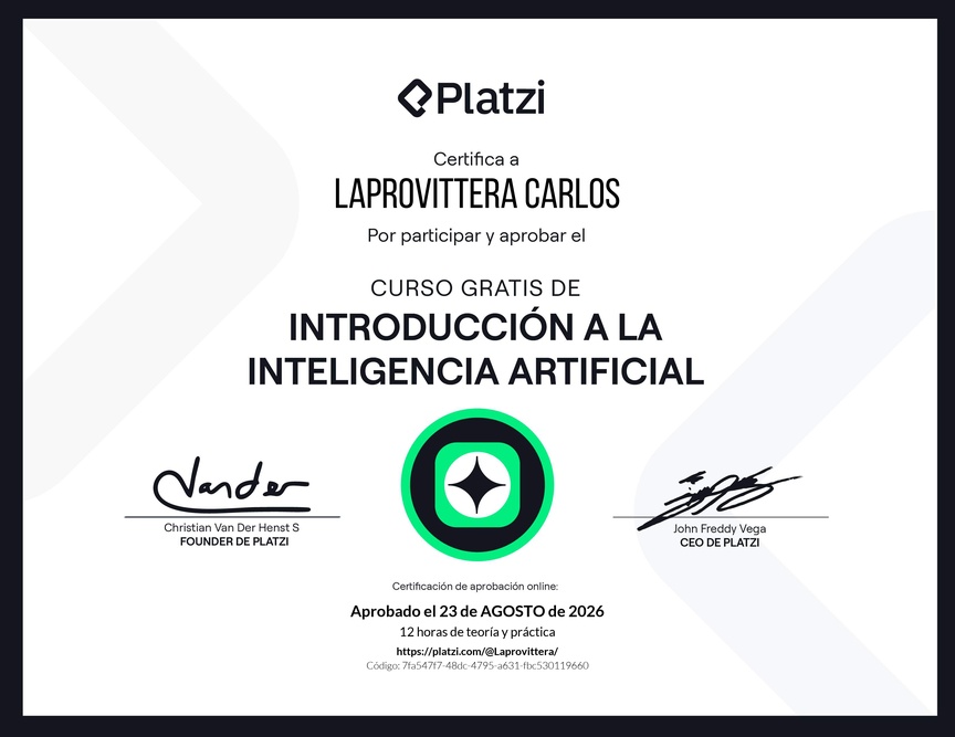Diploma del Curso Gratis de Introducción a la Inteligencia Artificial