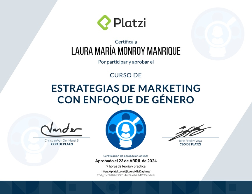 Diploma del Curso de Estrategias de Marketing con Perspectiva de Género