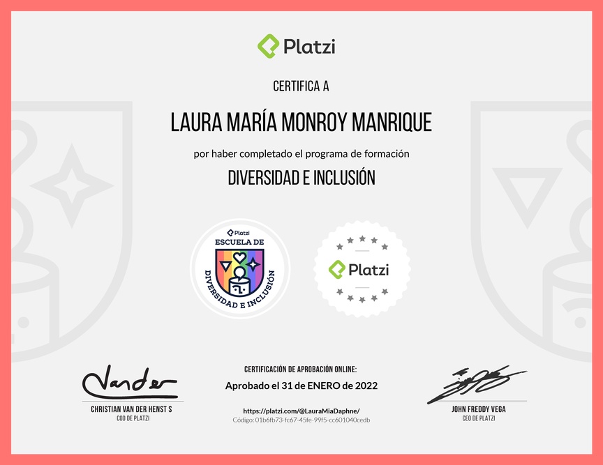Diploma de la Ruta de Aprendizaje de Diversidad e Inclusión