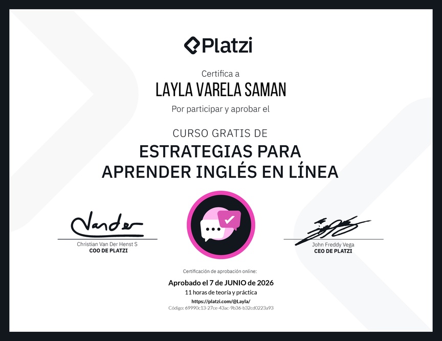 Diploma del Curso Gratis de Estrategias para Aprender Inglés en Línea