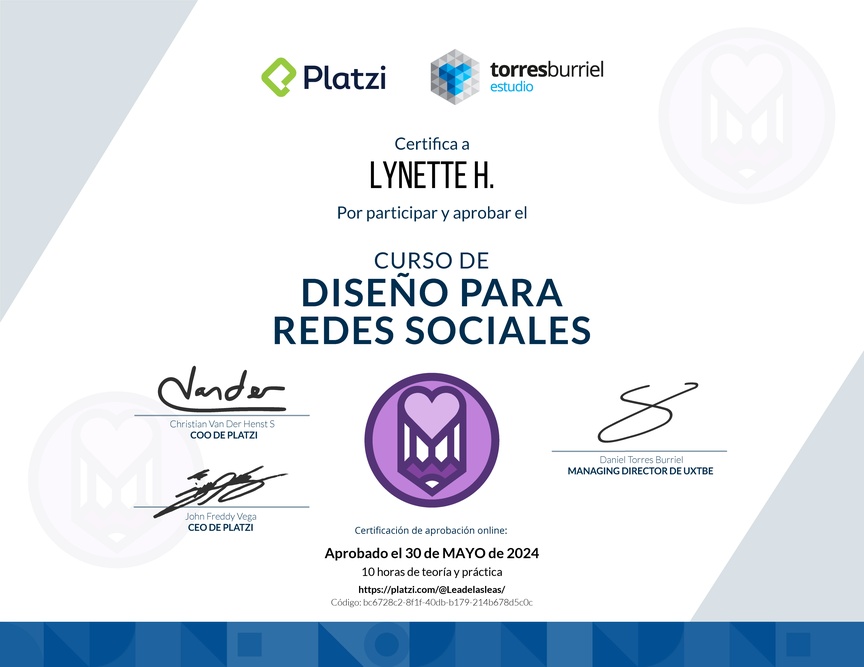 Diploma del Curso de Diseño para Redes Sociales