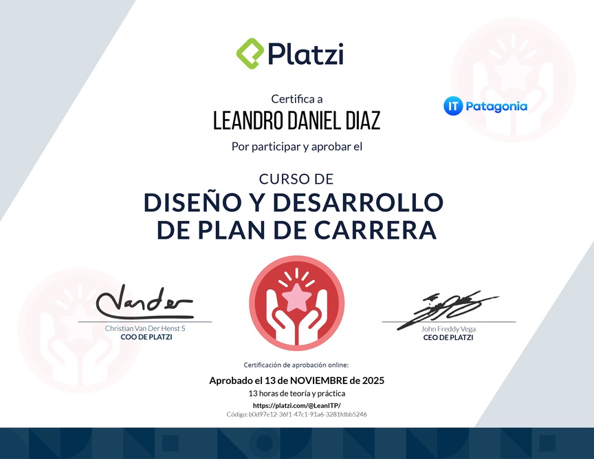 Diploma del Curso de Diseño y Desarrollo de Plan de Carrera