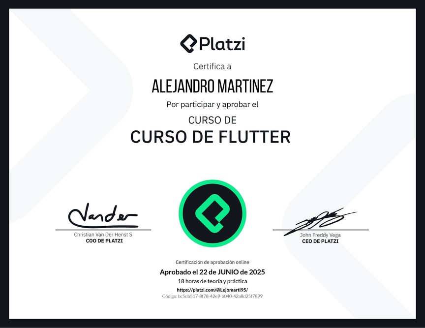 Diploma del Curso de Flutter