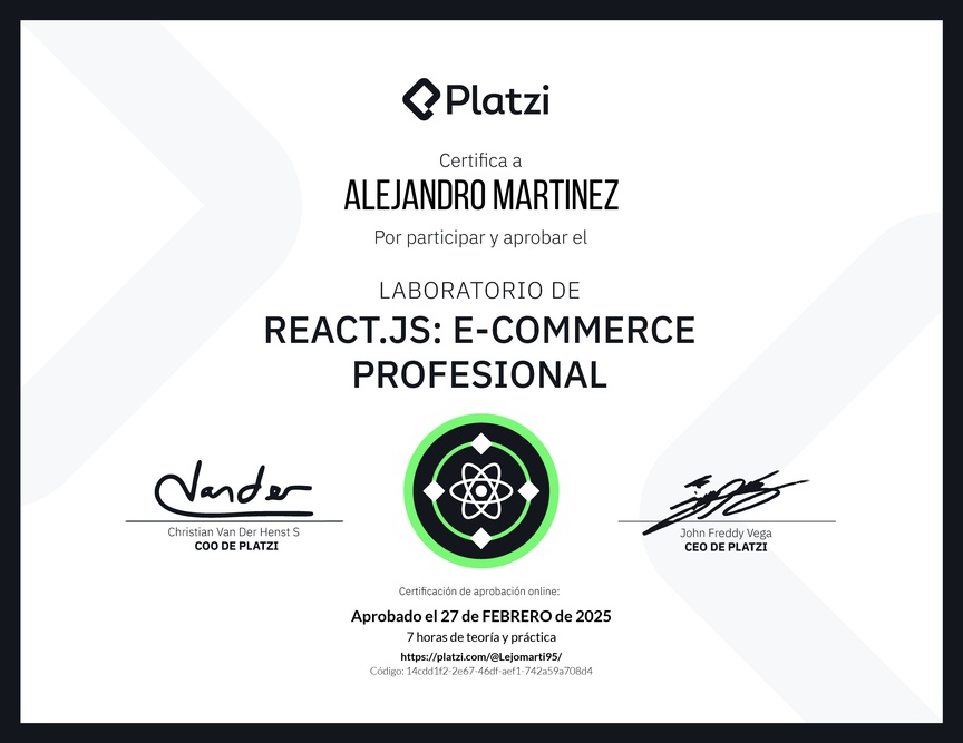 Diploma de Prueba Técnica: E-commerce Profesional con React.js