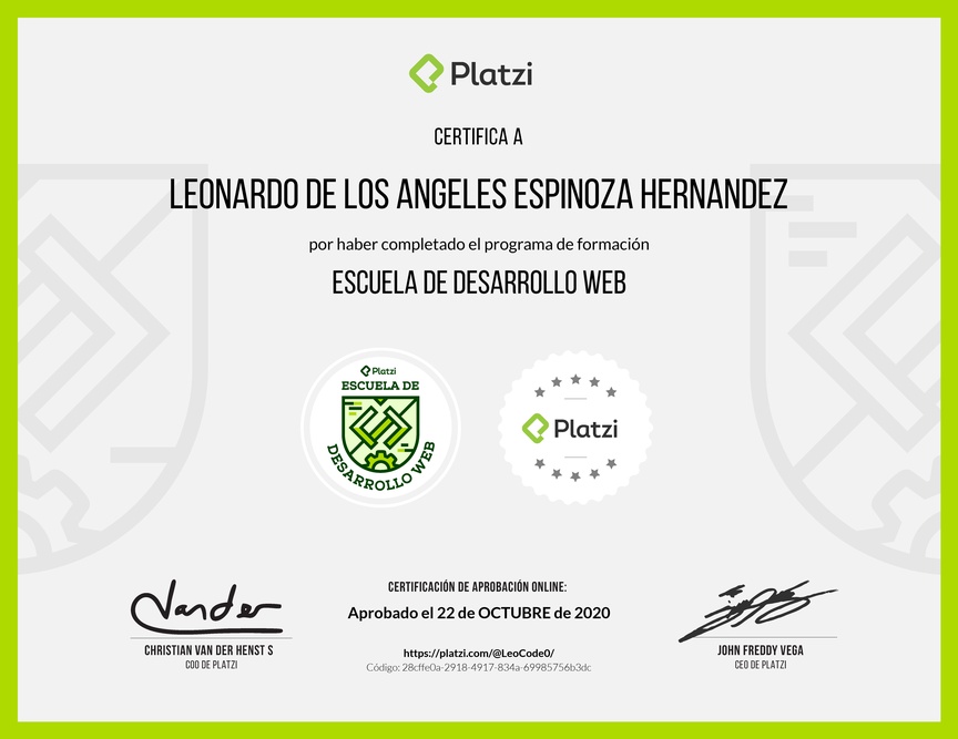 Diploma de la Ruta de Aprendizaje de Frontend y Backend con Javascript para Desarrollo Web