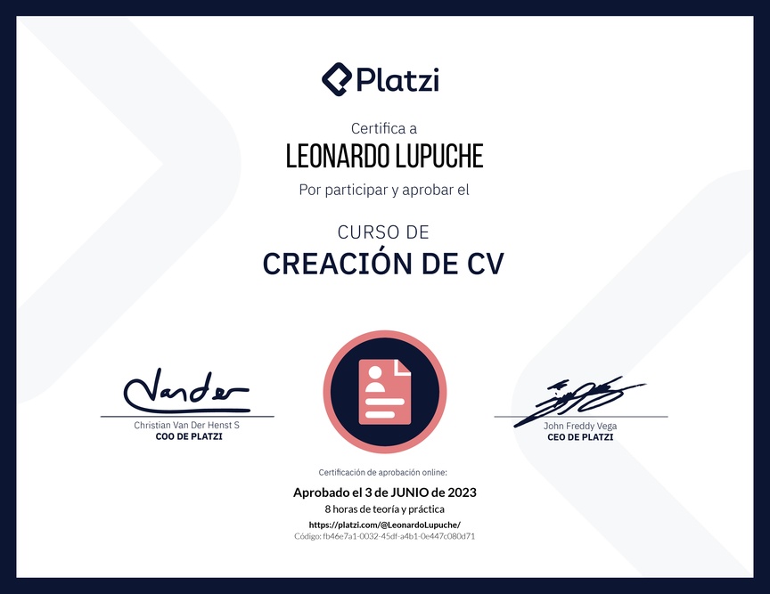 Diploma del Curso de Creación de CV