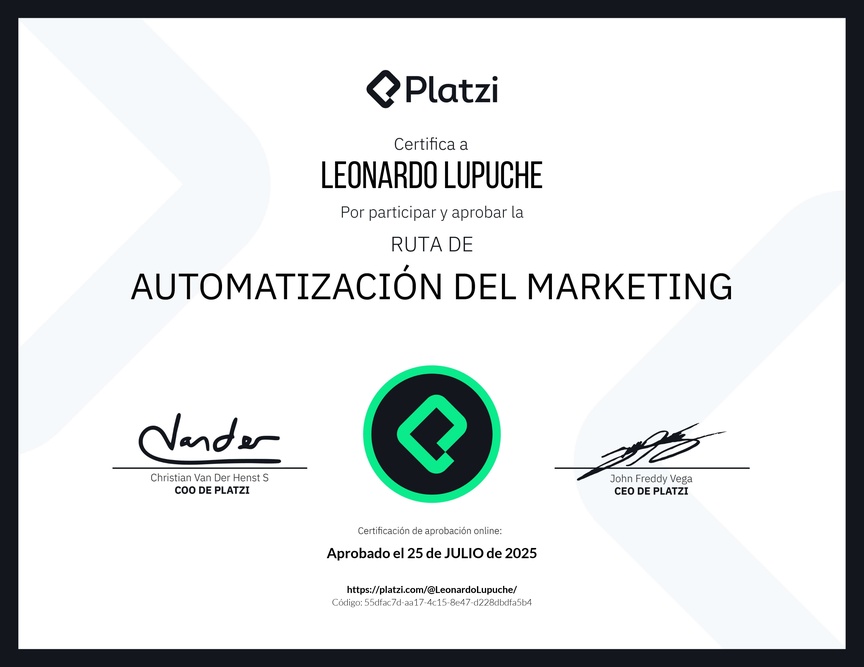 Diploma de la Ruta de Aprendizaje de Automatización del Marketing