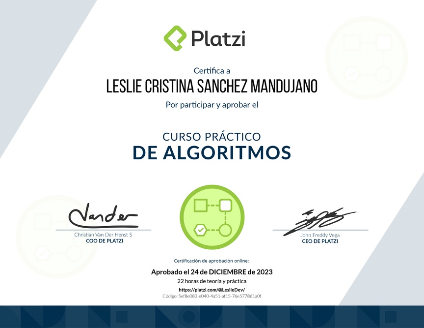 Diploma del Curso Práctico de Estructuras de Datos y Algoritmos