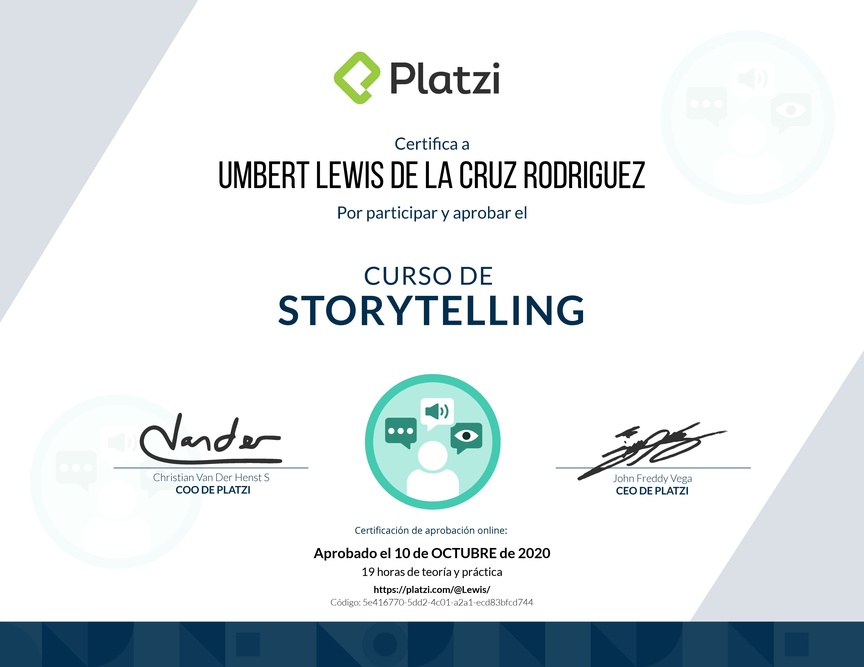 Diploma del Curso Básico de Storytelling