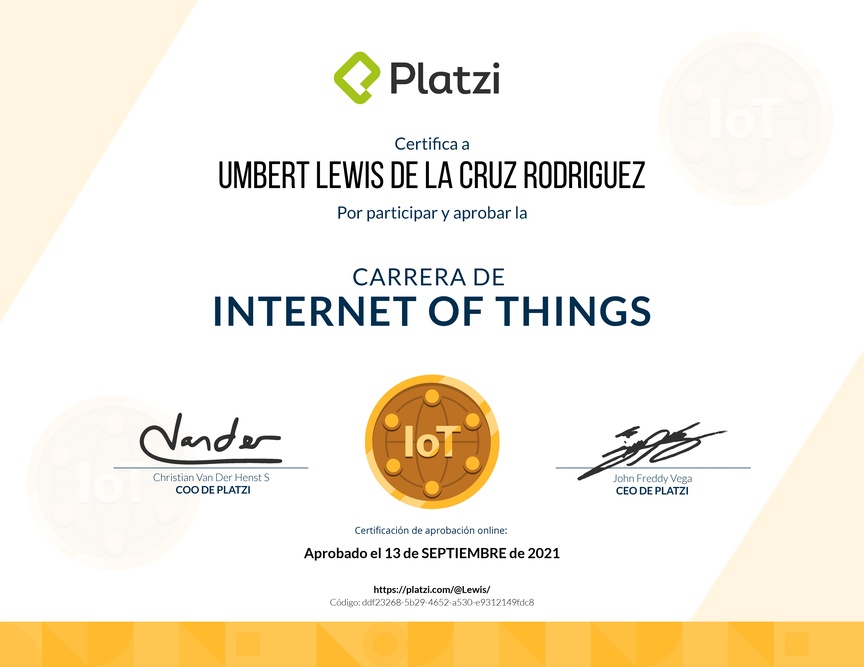 Diploma de la Ruta de Aprendizaje de Internet de las cosas